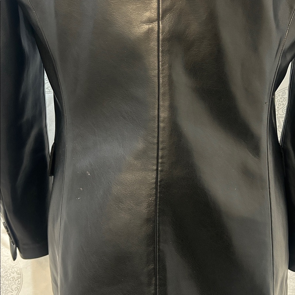 Mango Black Faux Leather Tailored Blazer Jacket Dark Academia Women Medium M - Picture 10 of 16
